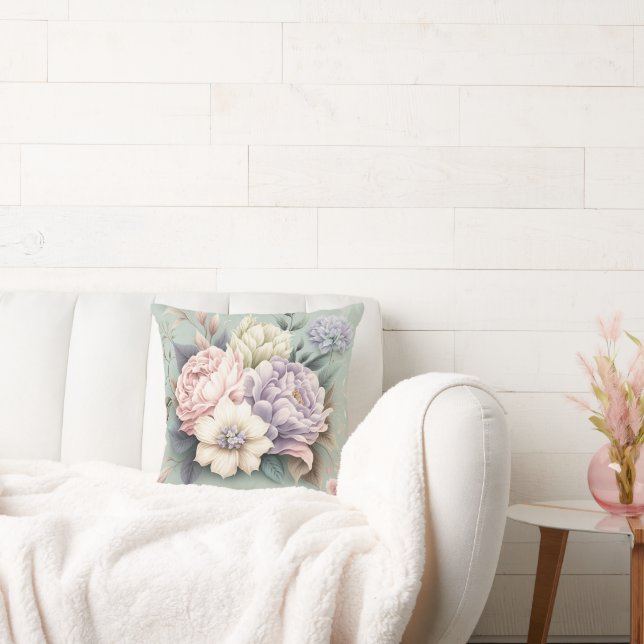 SAGE BOUQUET BLOMMIGT PILLOW KUDDE (Soffa)