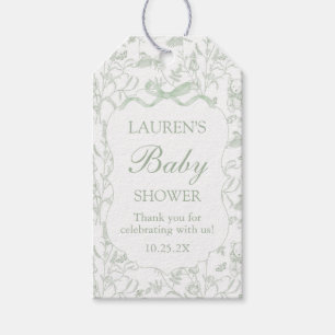 Sage Bow Baby Shower Present Tag Presentetikett
