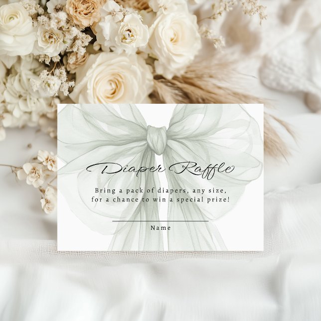 Sage Bow Blöja Lotteri Minimal Chic Tilläggskort (Skapare uppladdad)