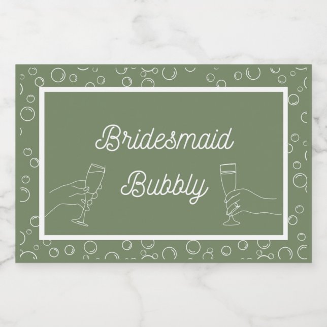 Sage Bridesmaid Bubly Mini Sparkling Vin Lab (Enkel etikett)
