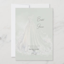 Sage Bröllop Dress Möhippa Inbjudningar