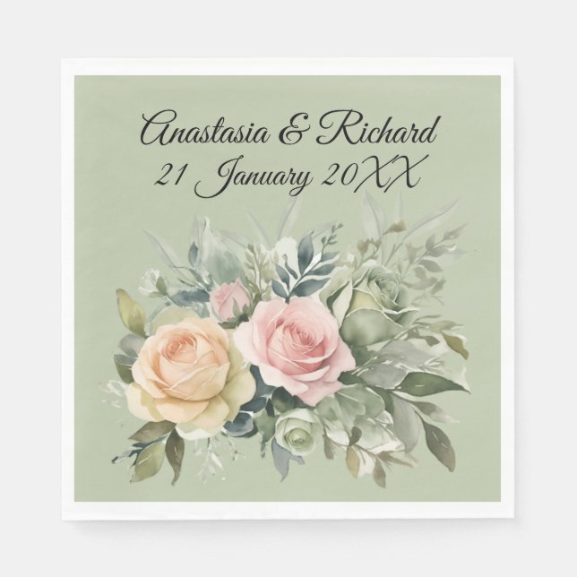 Sage Bröllop Pappersservett (Framsidan)