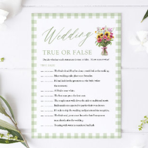 Sage Bröllop True or False Bridal Shower-spel Inbjudningar