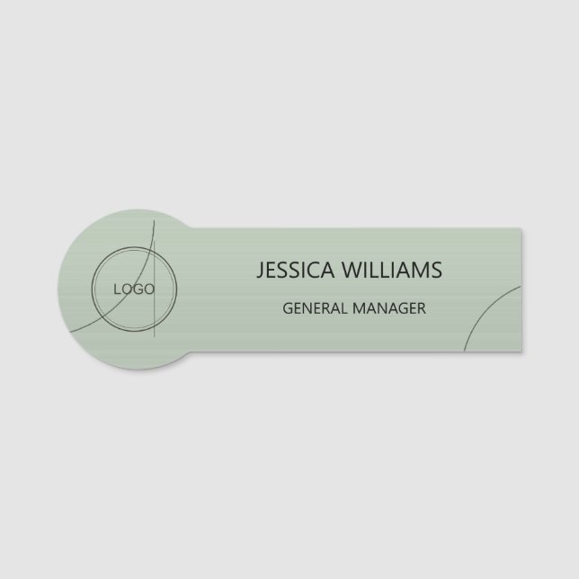 Sage Bronze Custom Logo Name Tag Template Namnbricka (Framsida)