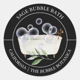 Sage Bubble Bath-etikett Runt Klistermärke
