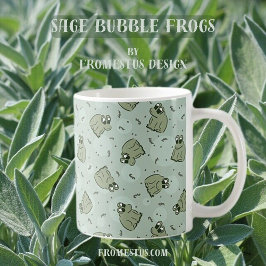 Sage Bubble Frogs - lagerungar grönt mönster. Kaffemugg