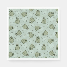 Sage Bubble Frogs - lagerungar grönt mönster. Pappersservett