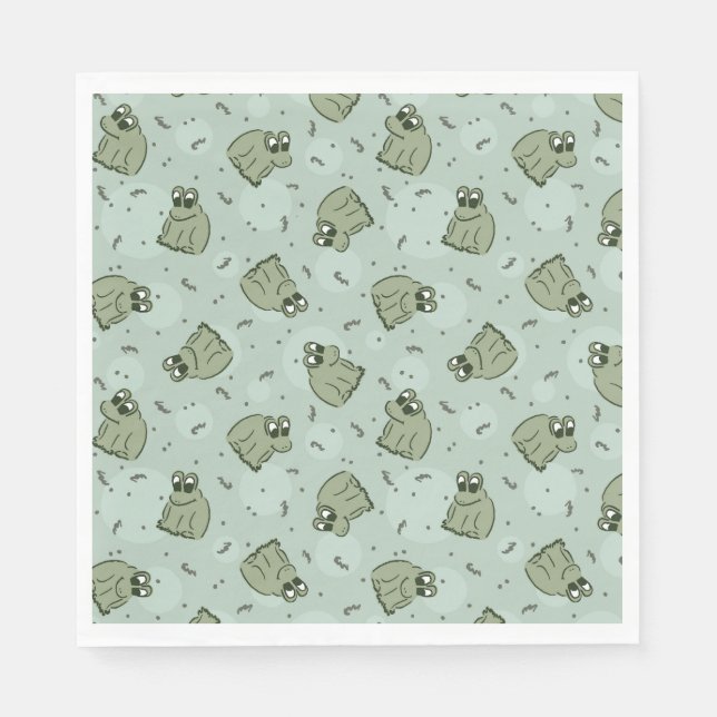 Sage Bubble Frogs - lagerungar grönt mönster. Pappersservett (Framsidan)