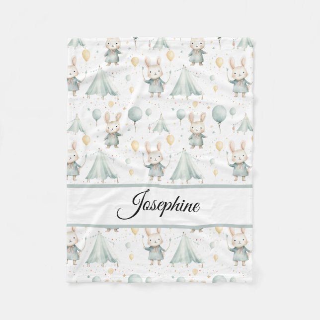 Sage Bunny Drömmar Personlig Baby Fleecefilt (Framsidan)