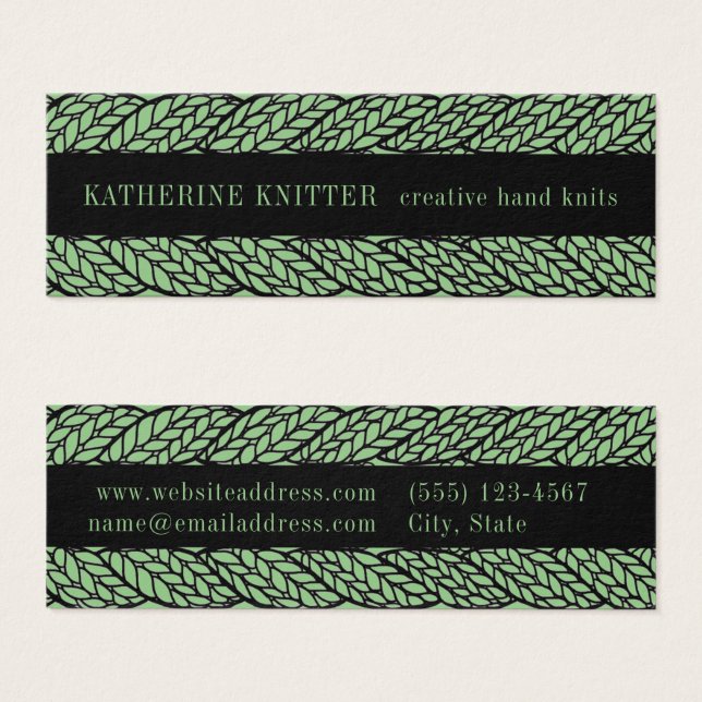 SAGE CABLE KNIT 3x1 Mini Visitenkort Litet Visitkort (Framsida & baksida)
