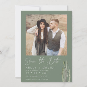Sage Cactus Succuls Save the Date Card Inbjudningar