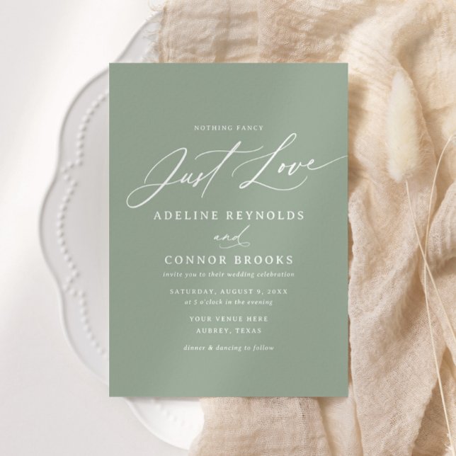 Sage Calligraphy Ingenting Finare Just Kärlek Bröl Inbjudningar (Skapare uppladdad)