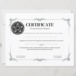 Sage Certificate of Namning och Passage