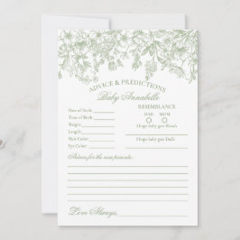 Sage Chinoiserie Blommigt Advice for Baby Card Inbjudningar