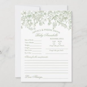 Sage Chinoiserie Blommigt Advice for Baby Card Inbjudningar