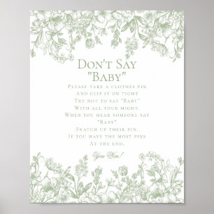 Sage Chinoiserie säger inte babystöldspel Poster