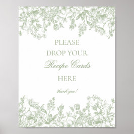 Sage Chinoiserie Vintage Blommig Dela ett recept Poster