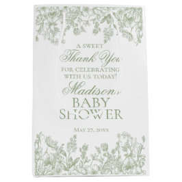 Sage Chinoiserie Vintage Floral Baby Shower Favors