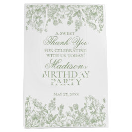 Sage Chinoiserie Vintage Floral Birthday Favors