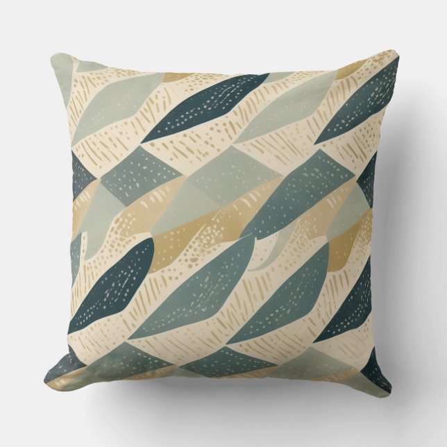 Sage Coastal Batik Parang Inspirerad Geometrisk Kudde (Framsida)
