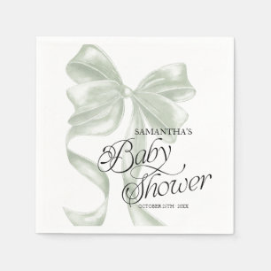 Sage Coquette Bow Baby Shower-fest servetter