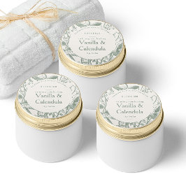 Sage Cream Botanical Blommigt Modern Small Product Runt Klistermärke