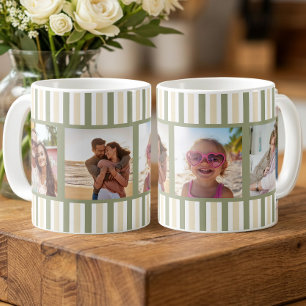 Sage Cream Stripe Multi Foto Grid Kaffemugg