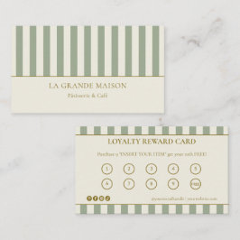 Sage & Cream Stripes Franska Bageriet Lojalitetsko Visitkort