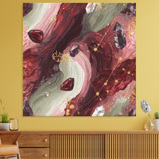 Sage Crystal Grid — Garnet Edition Canvastryck