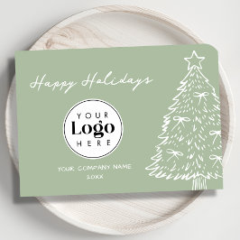 Sage Custom Logo Christmas Business Thank You Card Julkort