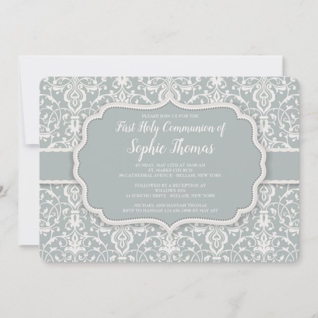Sage Damask Inbjudan (Framsida)