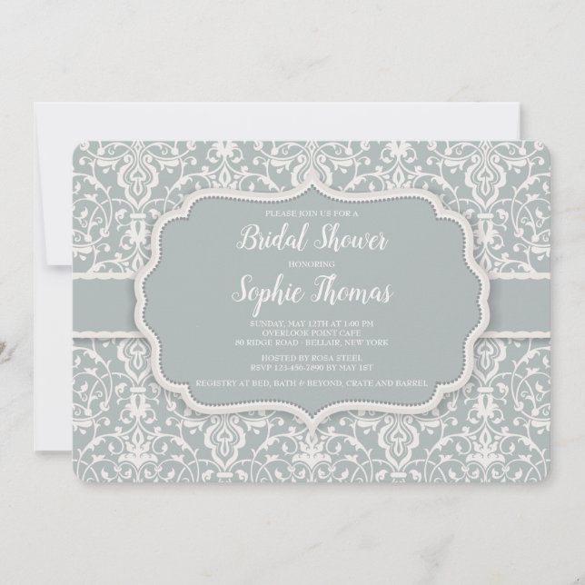 Sage Damask Inbjudan (Framsida)