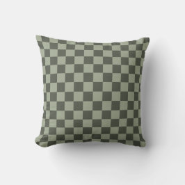 Sage Dark Green Checker Checkerboard Checkered Kudde