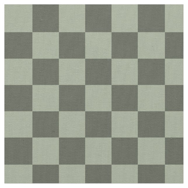 Sage Dark Green Checker Checkerboard Checkered Tyg (Närbild)