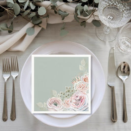 Sage Delikat vattenfärgsblomma blek rosa Birthday Pappersservett