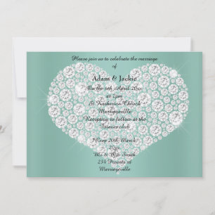 SAGE DIAMOND HEART ELEGANT BRÖLLOP-inbjudan Inbjudningar