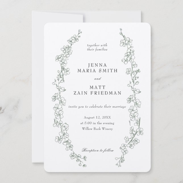 Sage Dream bröllopsinbjudan Inbjudningar (Framsida)