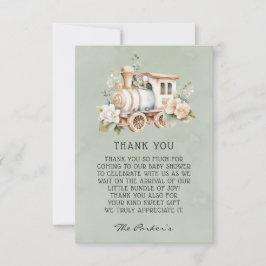 Sage Dusty Blue Tåg Baby Shower Tack för dina kort