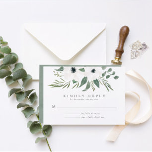 Sage & Dusty Grönt Eucalyptus Elegant bröllop OSA Kort
