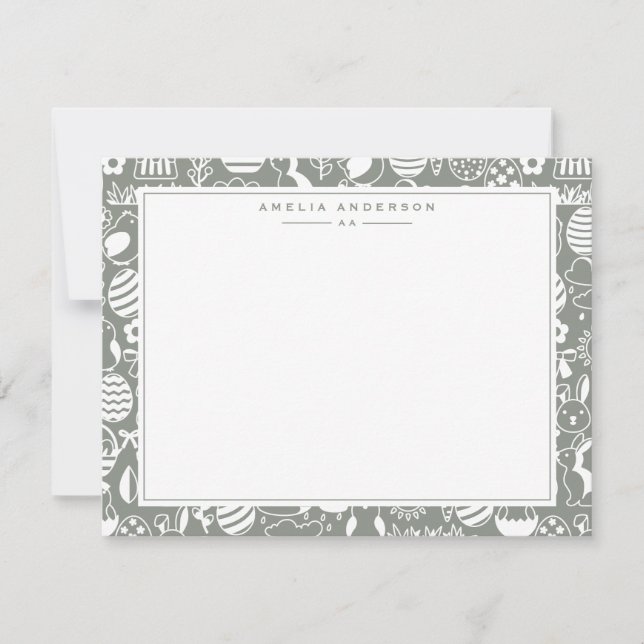 Sage Easter Egg Frame Note Card Inbjudningar (Framsida)