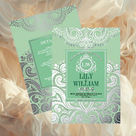 Sage Elegant Artdeco Diamond Monogram Bröllop