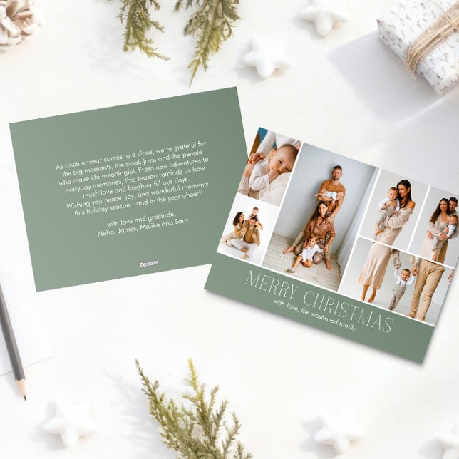 SAGE-Elegant för jul 6 Samlingsfotomeddelande Julkort (Skapare uppladdad)