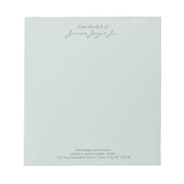 Sage Elegant Handskriven Stilig Från Mitt Bord Anteckningsblock