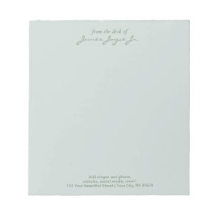 Sage Elegant Handskriven Stilig Från Mitt Bord Anteckningsblock