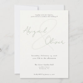 Sage Elegant & Minimal | Modern & Enkel Bröllop Inbjudningar