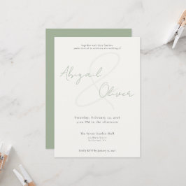 Sage Elegant & Minimal | Modern & Enkel Bröllop Inbjudningar