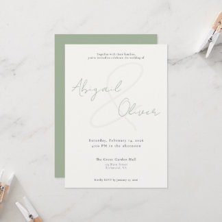 Sage Elegant & Minimal | Modern & Enkel Bröllop Inbjudningar