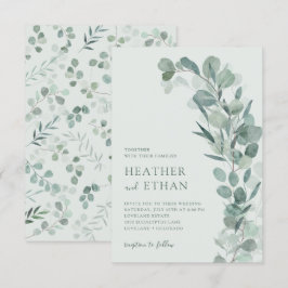 Sage Elegant Modern Eukalyptus Grönska Bröllop Inbjudningar