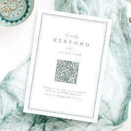 Sage Eleganta kanter guldklassig QR-kod bröllop OSA Kort