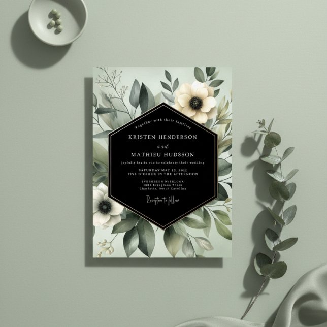 Sage Etterliknande Flora Bröllop Inbjudningar (Skapare uppladdad)